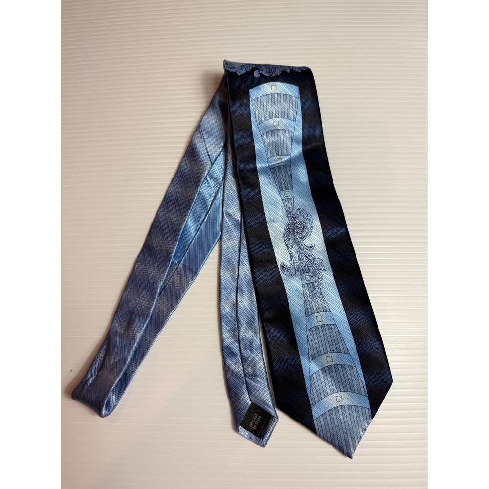 Irvine Park‎ Men's Necktie 100% Silk Blue Black Abstract Print Business Fashion